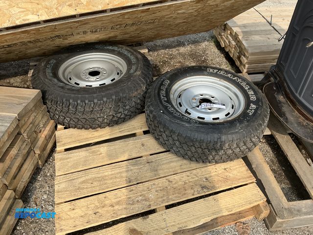 Lot 2-18161 - 2 New &amp; Used GoodYear Wrangler Chevy Rally Rims &amp; Tires. 16" 225/75.16 &amp; 265/75-16.