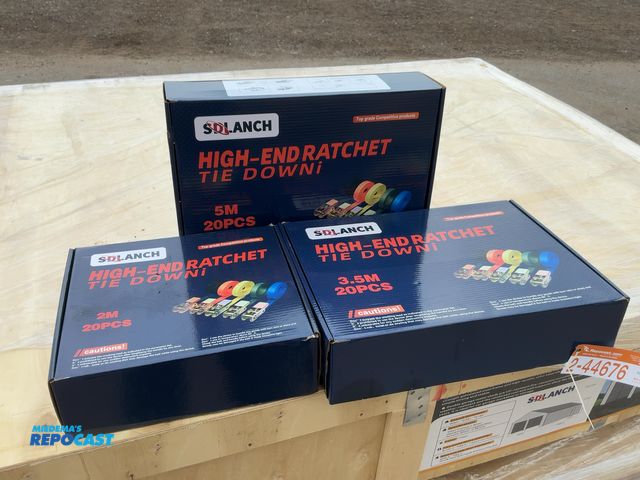 Lot 2-44676 - Lot of New SDLANCH 1” Wide Straps with Ratchets Attached, for looping around items, no hook ends, in...