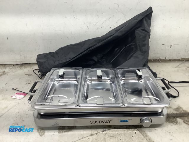 Lot 2-93605 - Costway buffet food heater three tubs for soups, caseoh etc