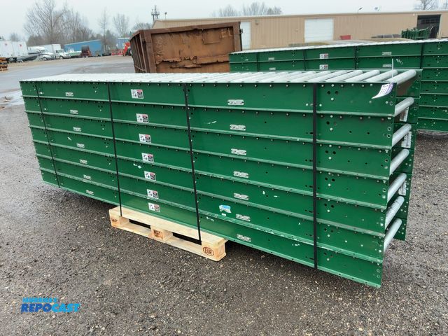 Lot 2-33072 - (7) 12’ Sections of Gravity Roller Conveyor, were used with belt conveyor system, appprox 21.5” wide...