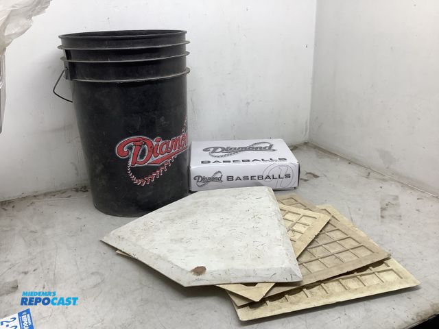 Lot 2-92037 - Lot of softballs, Diamonds baseballs, and (4) field bases