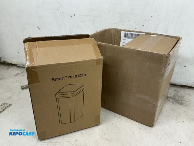 Lot 2-99806 - (2) white RY-LJT03 smart touchless bathroom trash cans, size: 235x158x320mm