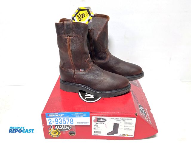 Lot 2-93578 - New pair of new Justin steel toe boots, size men's 8.5D