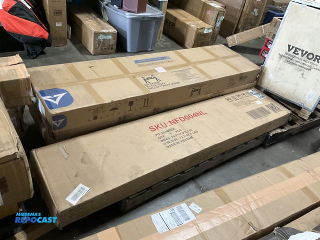 Lot 2-27996 - Lot of one Upholstered Tufted Daybed  (SKU: NFD004NL), what appears to be a electric fireplace heate...