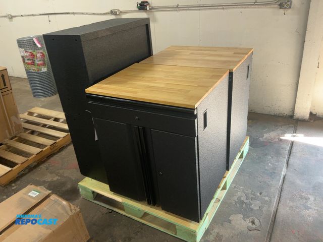Lot 2-21197 - Lot of (2) Husky Garage 28" Base Cabinets with Wood Tops and (2) Husky Garage 28" Upper Storage Cabi...