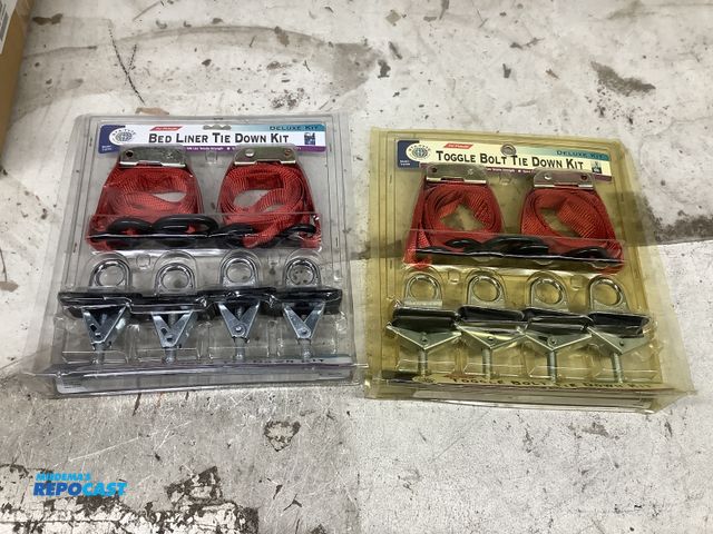 Lot 2-69349 - lot of (2) bedliner tie down kit: 4 anchor and straps (per kit)