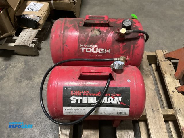 Lot 2-23036 - Hyper Tough 7 gal. Portable Air Tank &amp; Steelman 5gal. steel portable Air Tank