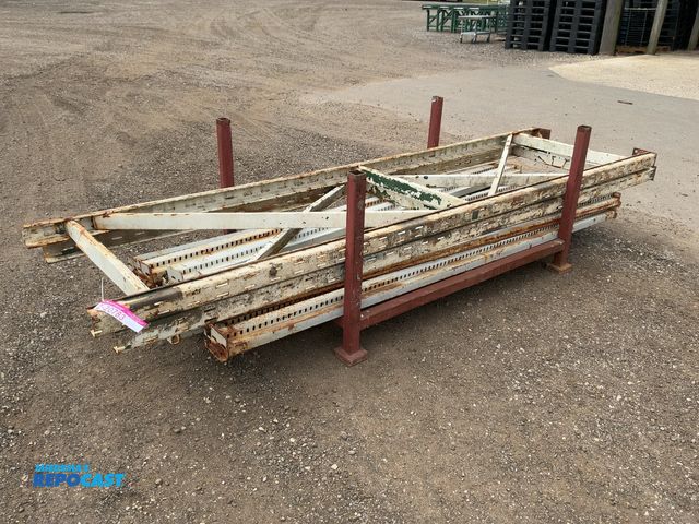 Lot 2-20783 - Lot of Ridgurak Pallet Racking, includes (2) 3'x11' Uprights and (13) 102" Cross Beams, on metal ski...