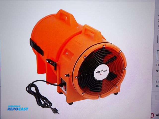 Lot 2-53211 - New Allego Confined space fan 115/230v ac, 12" duct 3450 rpm MPN# 9543-25