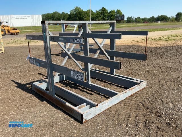 Lot 2-22838 - 2-Sided Metal Cantilever Rack, on wheels for moving side to side, arms stick out 36”, approx. 78”x78...