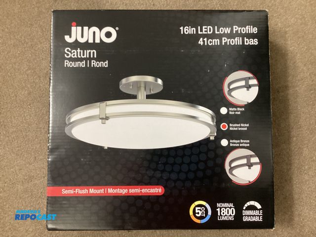 Lot 2-36631 - New JUNO Saturn round 16” low profile LED ceiling light. Semi-flush mount. 1800 lumens, dimmable, 5C...