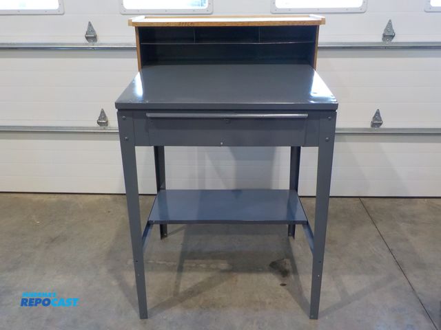 Lot 2-33886 - Industrial Fuork Station Desk, (3) Cubbies, One Pull Out Drawer, Bottom Shelf, 35'' x 30'' x 43'' Ta...