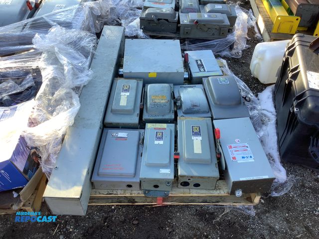 Lot 2-15634 - Skid Lot of (11) Including (9) Industrial Safety Switches, and (2) Large Electrical Box Components