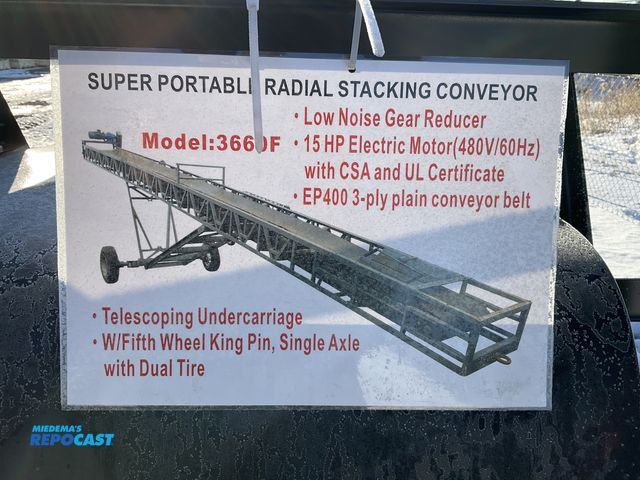 Lot 2-42981 - New JCT Model 3660F Super Belt Portable Stacking Conveyor – 36in × 60ft
