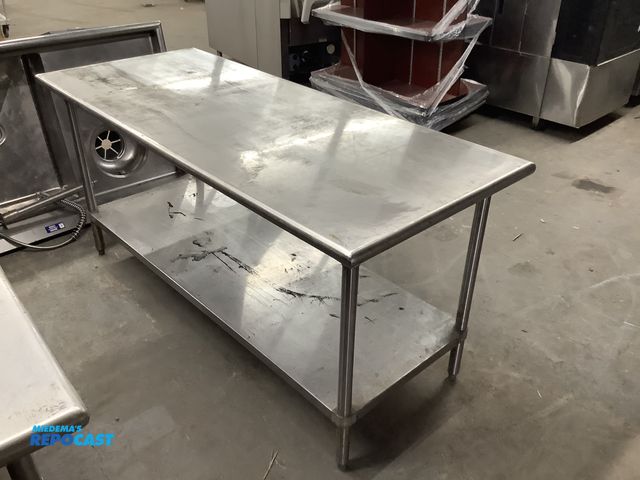 Lot 2-23883 - (1) Stainless Steel table with lower shelf, 72” long by 30” wide by 34” tall.