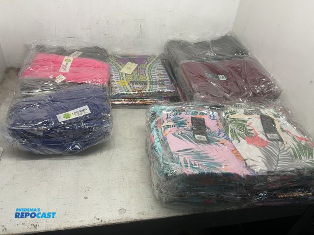 Lot 2-93792 - Box of various Clothing including Legging 3D Textured Athletic Top and Bottom Sets, and other pants ...