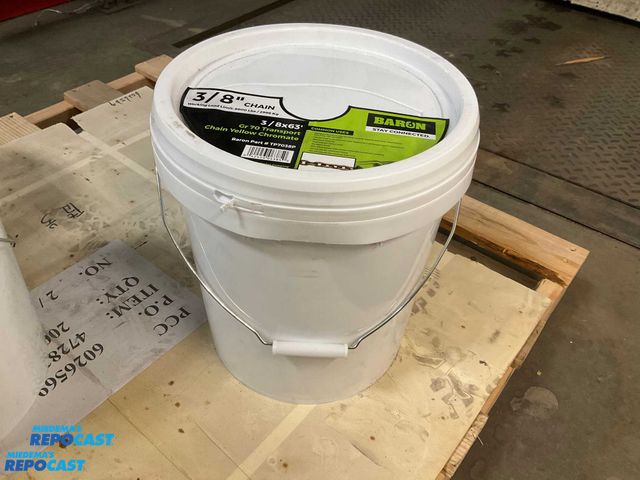 Lot 2-92472 - Pail of Baron 3/8”x63’ Grade 70 Heavy Duty Transport Chain - Sealed, New