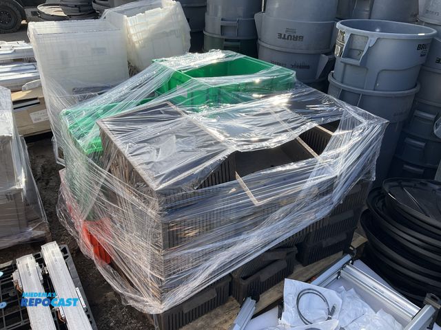 Lot 2-27563 - Skid if 21”x13.5”x6”H plant bins, and 23.75”x22”x7”H multicolored plastic bins