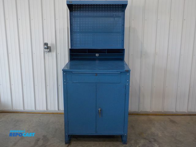 Lot 2-34240 - Global Industrial personal work station. One pull out drawer. Upper cubbies. Hook backwall. Two shel...