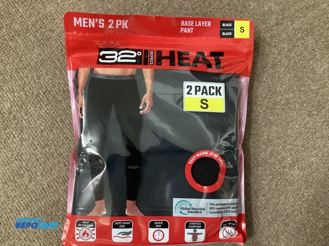 Lot 2-30179 - New 32° Heat Men’s 2-pack base layer pant. Heat retention, soft hand feel, quick dry, stretch comfor...