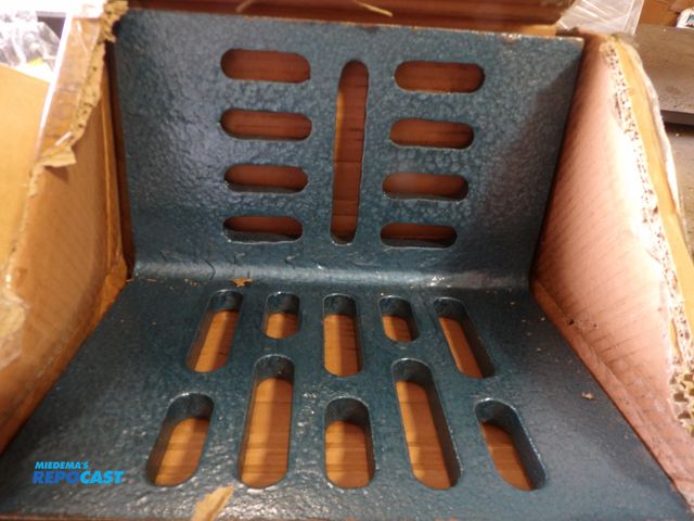 Lot 2-53331 - new 12"wide x 8"Deep x 9" High cast iron Partially machined Angle Plate- slotted plate Through-Slots...