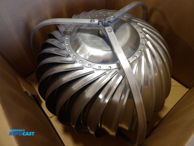 Lot 2-53023 - new wind-driven turbune exhaust ventilator: 22-3/4 head dia., 14" throat dia, 700CFM @4mph, steel, #...