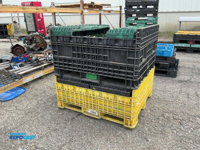 Lot 2-69433 - (2) plastic foldable crates (one black/green and one yellow)