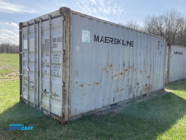 Lot 2-22850 - 20’ Shipping / Storage Container 8’ wide x 8’ 6” tall, swing doors on one end, wood deck, rings for ...
