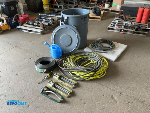 Lot 2-20210 - Lot of Assorted Items including Garden Hoses, Sprinklers, Plastic Edging, Plastic Spout Parts, Water...
