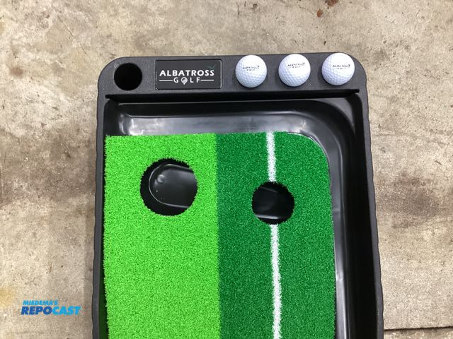 Lot 2-67353 - New Albatross Golf Putting Green Mat. Practice your putting skills anywhere, automatic gravity ball ...