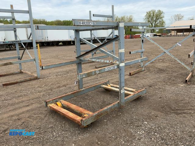 Lot 2-34459 - Metal Two Sided Cantilever Rack, on wheels so it can roll sideways, welded together, arms stick out ...