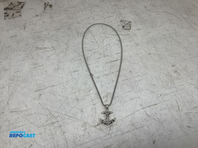 Lot 2-74098 - Anthrax NJ polished Serling silver anchor pendant necklace