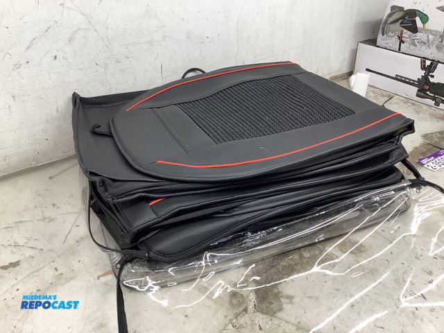 Lot 2-35118 - Lot of (4) red and black car seat covers.
