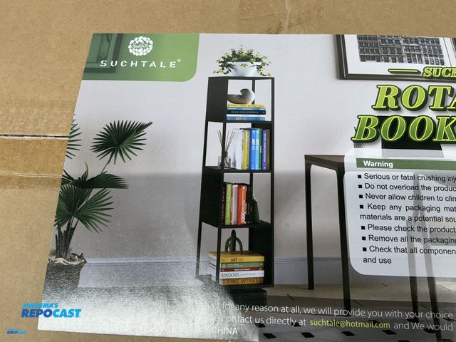 Lot 2-92707 - Suchtale Rotating Bookshelf, 4 Tier Metal Spinning Book Shelf Tower, 360° Display Standing Bookcase ...