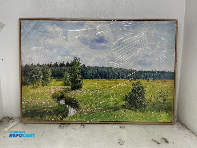 Lot 2-93825 - 61”x2.7”x91” decorative nature wooden framed canvas