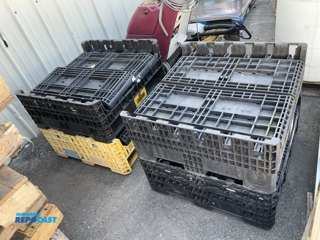 Lot 2-75146 - Lot of (4) Collapsible plastic bins, 32x30x25, used condition