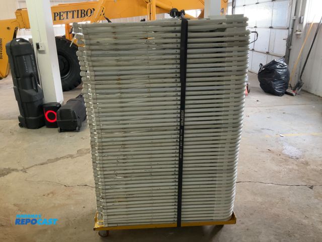 Lot 2-60758 - 50 Metal Folding Chairs W/ metal rolling rack