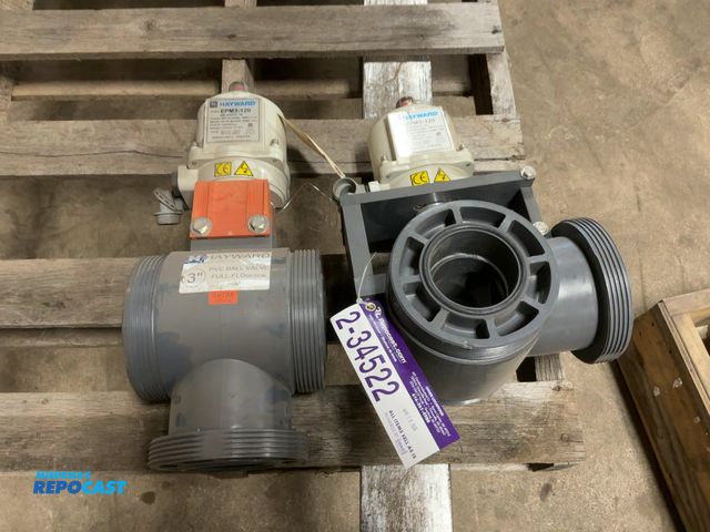 Lot 2-34522 - (2) Hayward Model EPM3-120 Actuators Hooked to Hayward 3” PVC Ball Valves