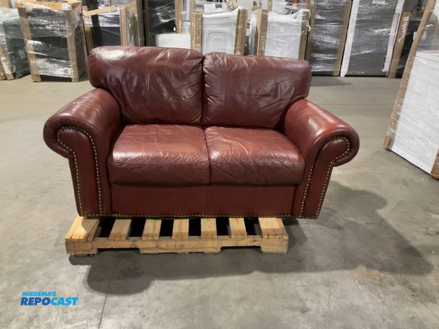 Lot 2-90751 - Maroon Leather Sofa