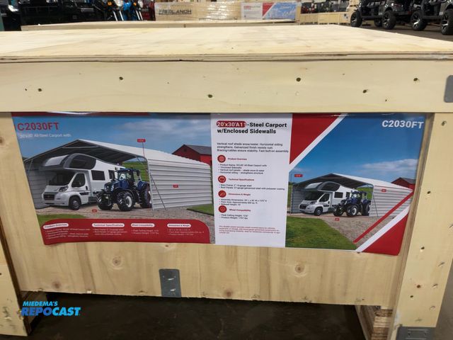 Lot 2-41141 - New SDLANCH 20’x30’ All-Steel Carport with 10’ Enclosed Sidewalls, 12’6” Tall, 10’ Sidewall Height, ...