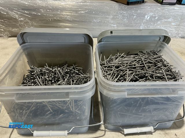 Lot 2-13839 - (2) approximately 25 pound buckets of galvanized nails. (1) 3-1/4” and (1) 3”