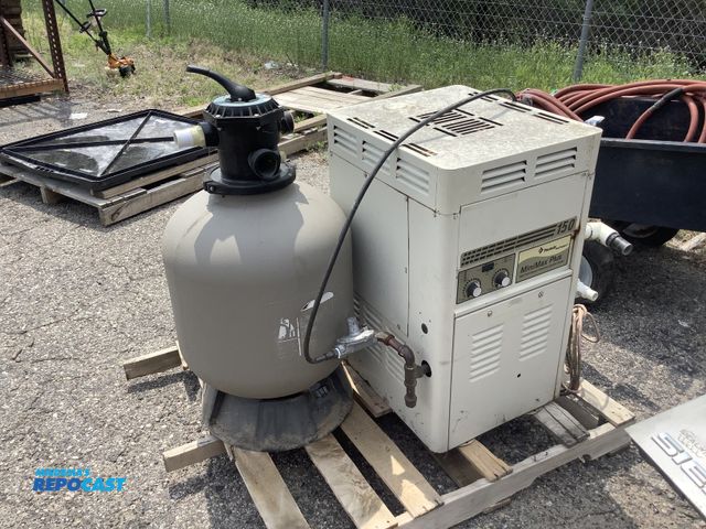 Lot 2-64462 - Skid lot of Pentair pool products minimax plus electric ignition heater with Blue Torrent filtration...