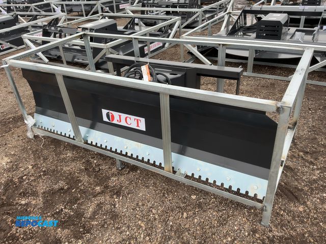 Lot 2-42237 - New JCT 84” Plow Blade Skid Steer Attachment, Universal Quick Attach, Hydraulic Angle, Spring Trip, ...