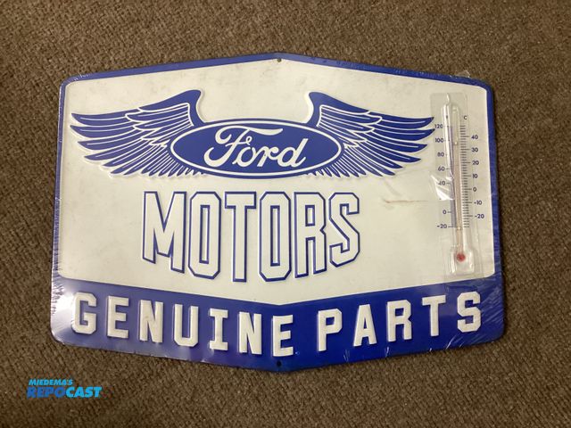 Lot 2-74281 - Metal Sign New Metal Sign by Open Road. FORD MOTORS GENUINE PARTS. Thermometer on the side. Measures...
