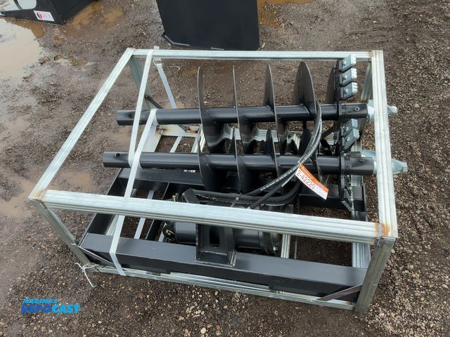 Lot 2-42220 - New JCT Hydraulic Auger Skid Steer Attachment, Universal Quick Attach, comes with 8”, 12”, and 18” a...