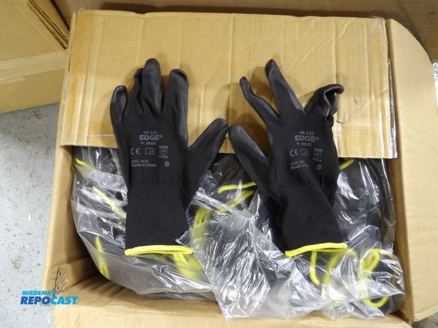 Lot 2-53073 - lot of (144) new ANSEL Edge Gloves - size 8, multi-purpose palm coated, black