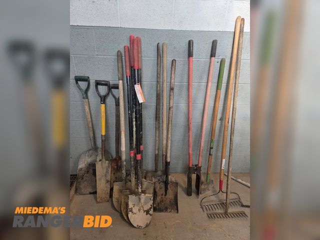 Lot 30-4893 - Lot includes Shovels, Rakes, Post Hole Digger