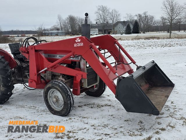 Lot 30-10883 - Massey Ferguson 230, 232 loader Loader Tractor Runs great drives good 
Live PTO gear drive 
2wd 
New...
