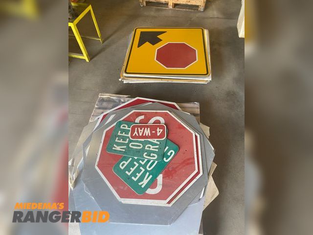 Lot 30-1006 - Two Pallets of Signs Stop Signs, Stop Ahead Signs and other various Signs Aluminum Signs
