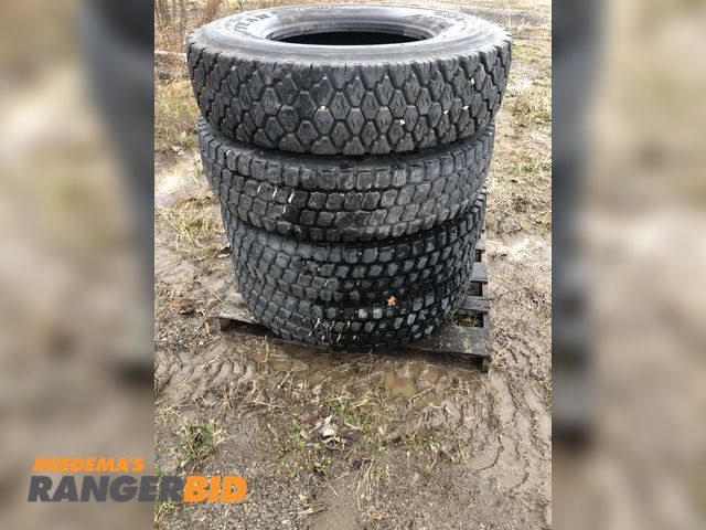 Lot 30-28U - 4 (4) 12.R22.5 Semi tires, see photos for tread depth, type and specs.  Seller can assist with loadi...